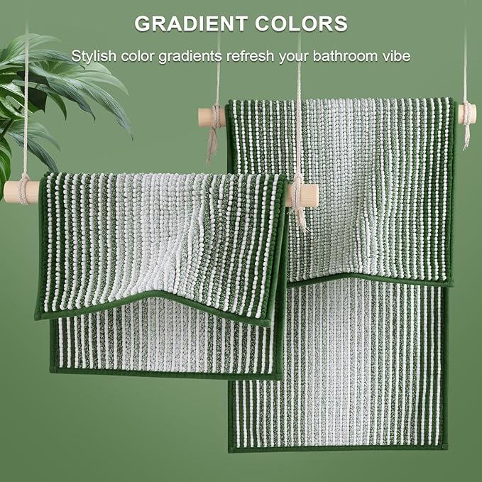 Bathroom Rugs and Mats Sets, 2 Piece Thick Absorbent Chenille Bath Mat Rug Set - Image 4