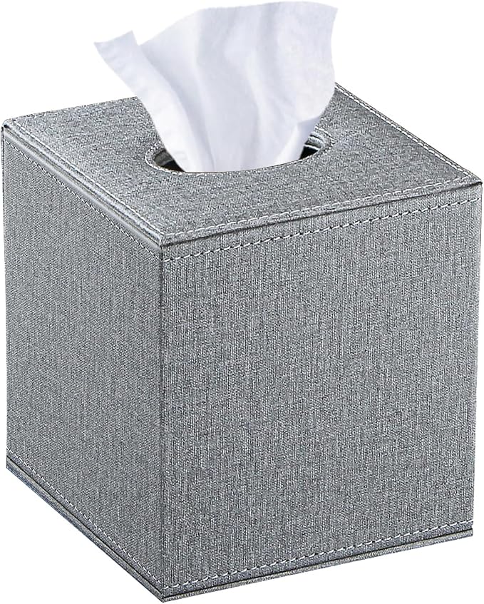 Leather Tissue Box Cover Square, Decorative Cube Tissue Box Holder by YAPISHI