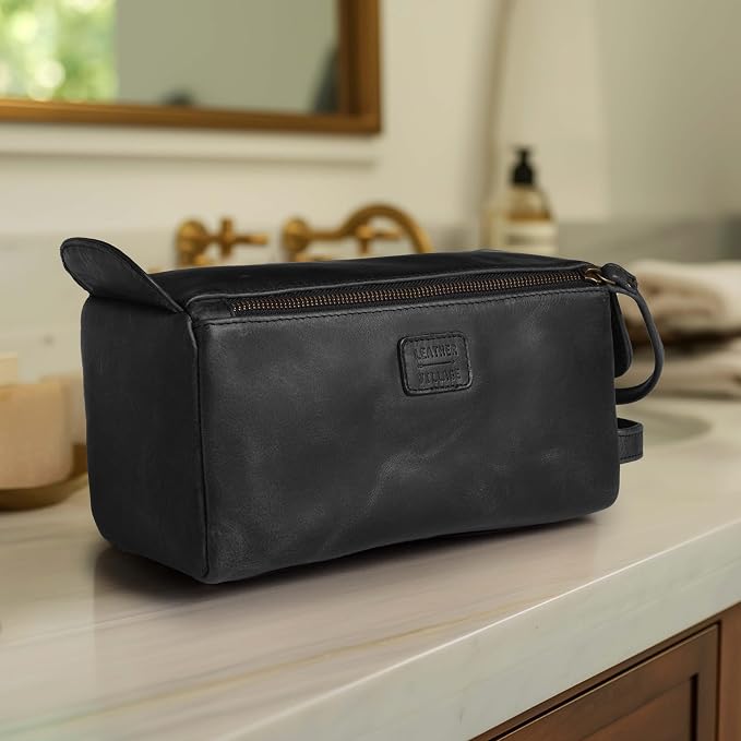 LEATHER VILLAGE Genuine Leather Travel Toiletry Bag - Image 7