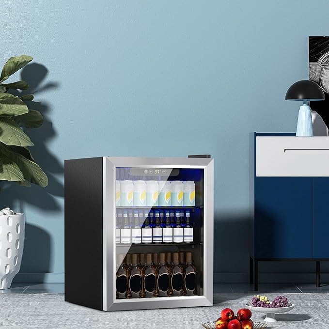 Beverage Refrigerator Cooler, 70 Can Mini Fridge Glass Door - Image 6