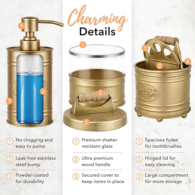 Autumn Alley Antique Gold Bathroom Accessories Set 4 - Image 3