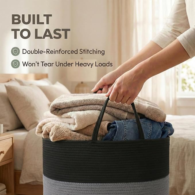 65L Extra Large Blanket Basket for Living Room - Image 6