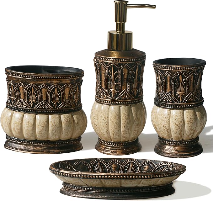 6 Pieces Pumkins Bathroom Accessories Set Including Trash Can, Toothbrush - Image 2