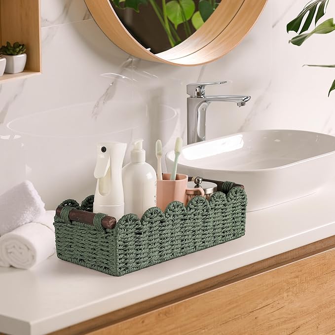 Toilet Paper Storage Basket Bathroom Counter Organizer Wicker Baskets - Image 4
