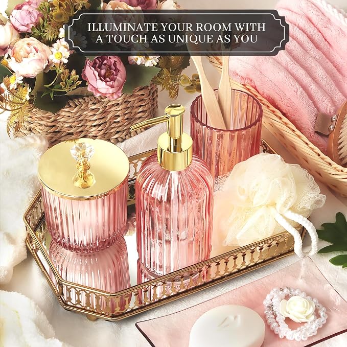 Designer Pink Glass Bathroom Accessories Sets - Image 3