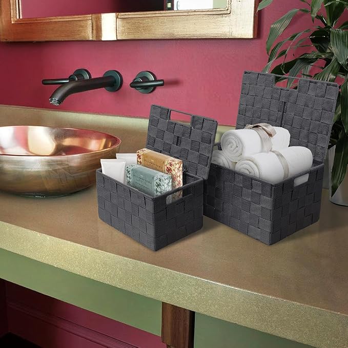 Sorbus Set of 3 Hand-Woven Storage Baskets - Image 4
