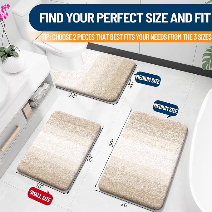 OLANLY Bathroom Rug Set 2 Piece, Soft Absorbent Microfiber Bath Mats and - Image 3