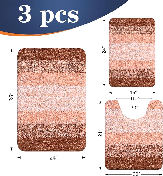 OLANLY Bathroom Rugs Sets 3 Piece, Soft Absorbent Microfiber Bath Mats and - Image 2