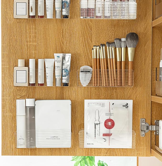 MORNITE Bathroom Medicine Cabinet Organizer Set, Small Narrow Compact Shelves - Image 6