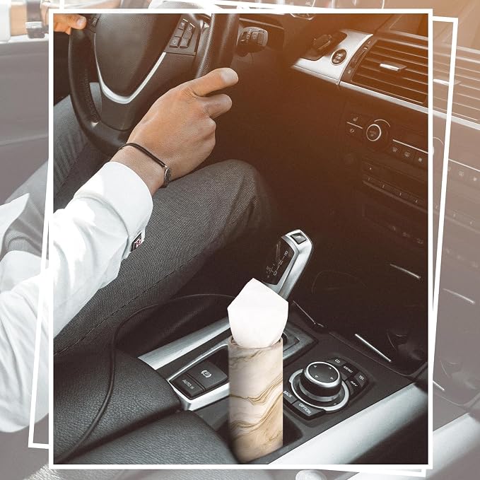 Geyoga 4 Pack Car Tissue Holder Marble Print Car Tissues Cylinder Round Paper - Image 4