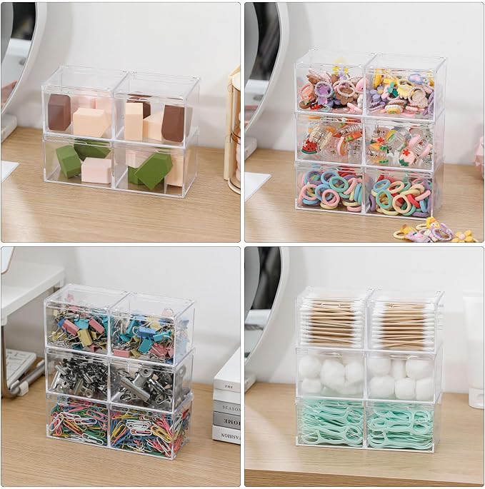 2 Pack Bathroom Container with Divider, Plastic Vanity Storage Canister Jars - Image 5