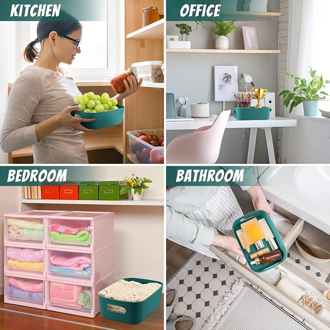 Zopeal Plastic Storage Bins 10 Pcs Green Pantry Organizer Bins Small Baskets - Image 7