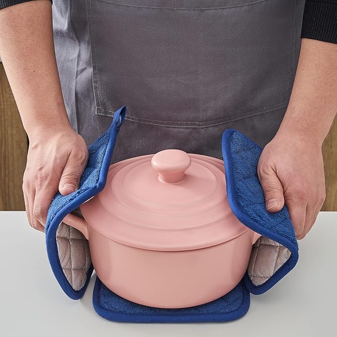 Kitchen Pot Holders Set Heat Resistant Pure Cotton Potholders Kit Trivets Large - Image 4