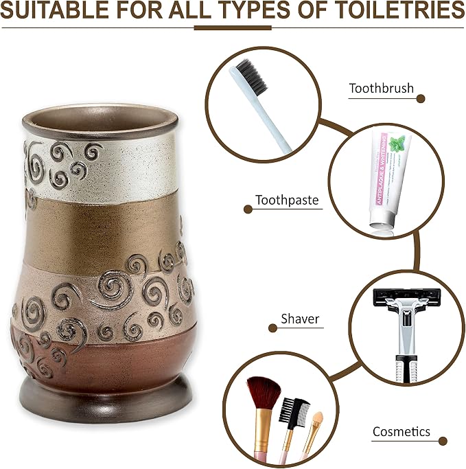 Zahari Home 4pc Miramar Bathroom Accessories Sets Lotion Pump, Tooth Brush - Image 5
