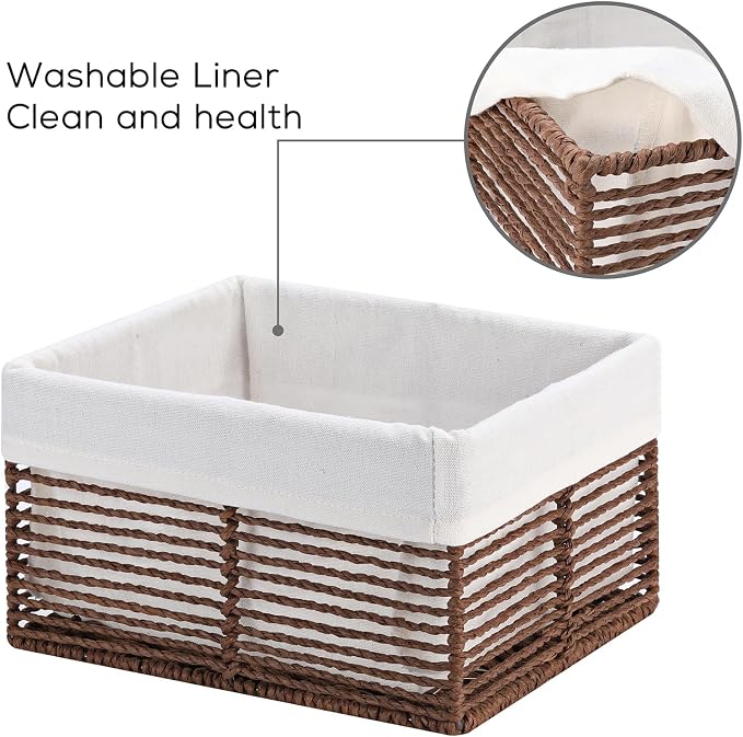 Vagusicc Wicker Storage Basket, Hand-Woven Paper Rope Woven Baskets, - Image 3