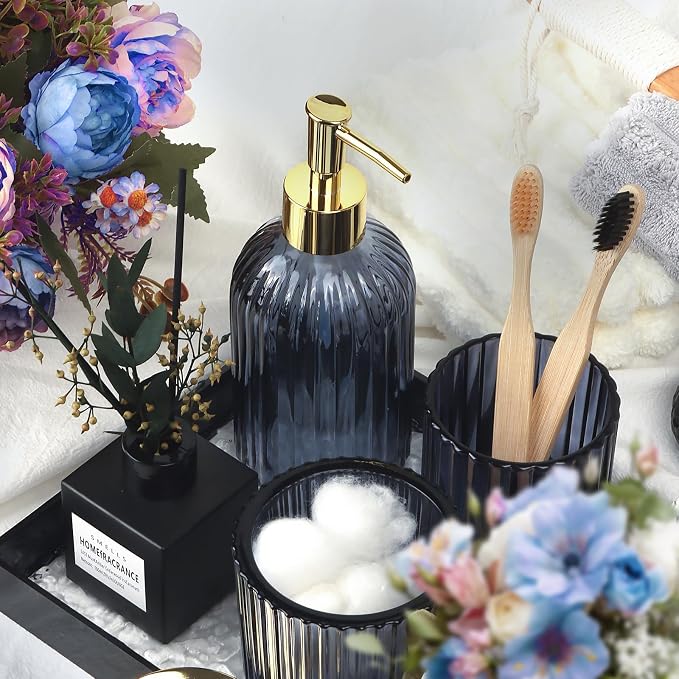 Designer Blue Glass Bathroom Accessories Sets - Image 8