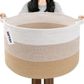 115L Large Blanket Basket, 23.6"L x 23.6"W x 15.7"H Rope Woven Baskets by HZFTJOY