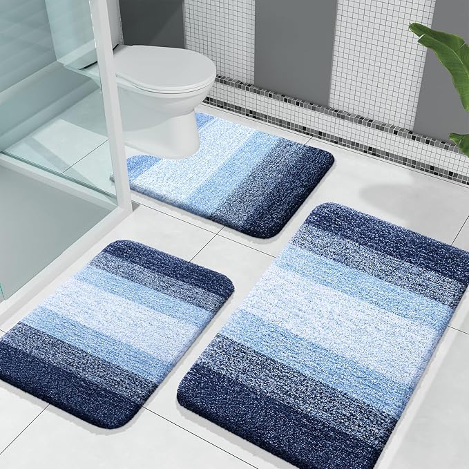 OLANLY Bathroom Rugs Sets 3 Piece, Soft Absorbent Microfiber Bath Mats and by OLANLY