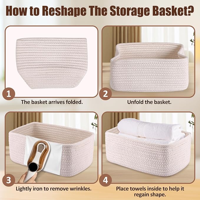 5-Pack Small Woven Rope Storage Baskets – 2 Sizes Organizer Bins - Image 7