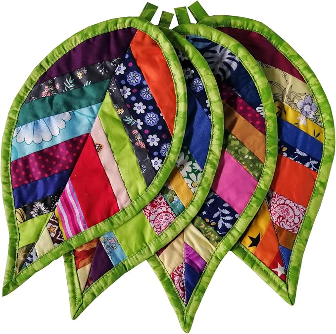 4 PCS Leaves Pot Holders for Kitchen Hot Pads 100% Cotton for by newamishquilt