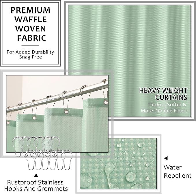 Light Green Bathroom Sets with Shower Curtain and Rugs, 8-Piece Resin Bathroom - Image 3