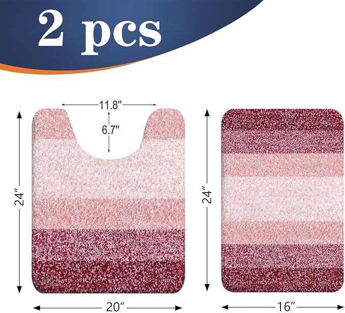 OLANLY Bathroom Rug Set 2 Piece, Soft Absorbent Microfiber Bath Mats and - Image 2