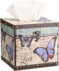 Sumnacon Tissue Box Retro Wood Square Tissue Box Cover Vintage Cube Tissue Box by Sumnacon