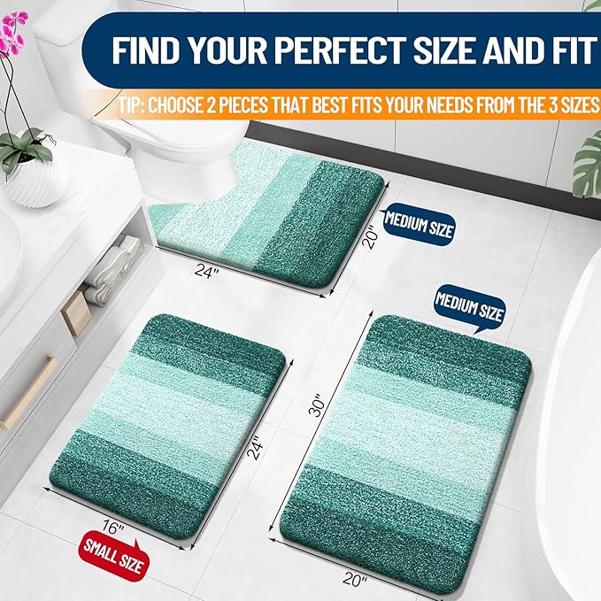 OLANLY Bathroom Rug Set 2 Piece, Soft Absorbent Microfiber Bath Mats and - Image 3