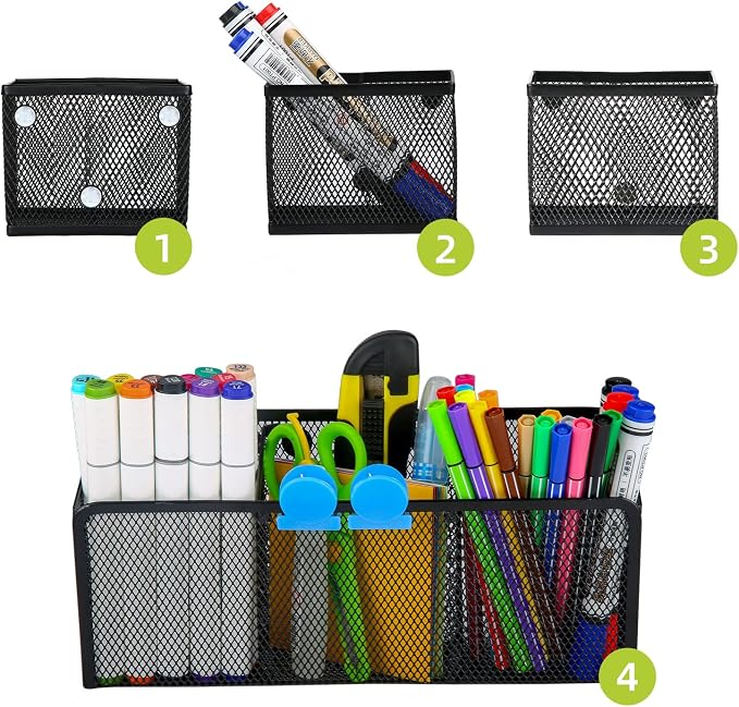 Neudeco Magnetic Pencil Holder, Locker Shelf Organizer, Metal Storage Basket - Image 3