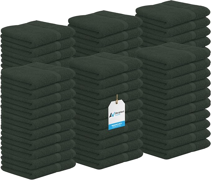 Avalon Towels Cotton Washcloths – Size 12x12 Inches, 100% Ring Spun Cotton by AvalonTowels