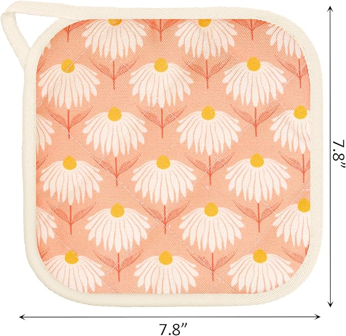 6 Pack Pot Holders 100% Cotton Heat Resistant Potholder, Machine Washable Pot - Image 2