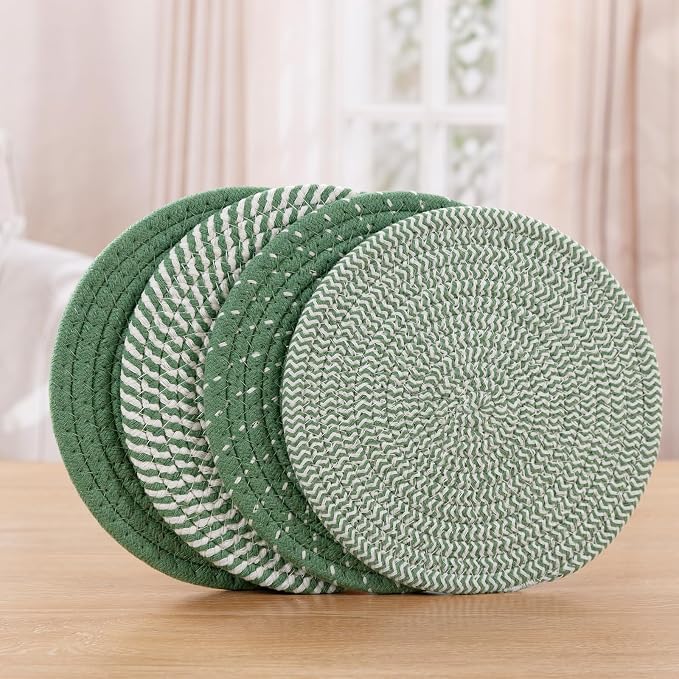 SHACOS 8 Inches Trivets for Hot Dishes, 4 Pieces Cotton Trivets Mats for Kitchen - Image 5