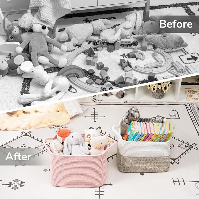 Goodpick Pink Storage Baskets for Organizing, Woven Rope Baskets for Shelves - Image 7