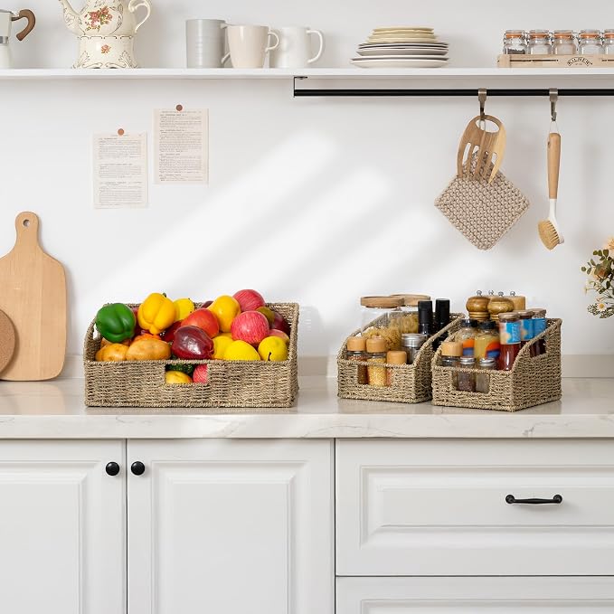 StorageWorks Seagrass Pantry Storage Baskets, Wicker Baskets - Image 8