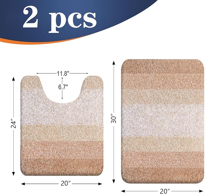 OLANLY Bathroom Rug Set 2 Piece, Soft Absorbent Microfiber Bath Mats and - Image 2