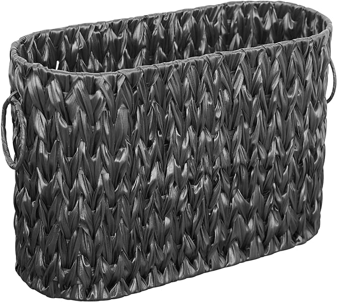 Black Toilet Paper Storage Basket, Large Free Standing Toilet Paper Organizer by WEAVECOMFORTINTOEVERYCORNER