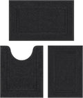 SHACOS Black Bathroom Rugs Sets 3 Piece, Soft Fluffy Water Absorbent Bath Rugs by SHACOS