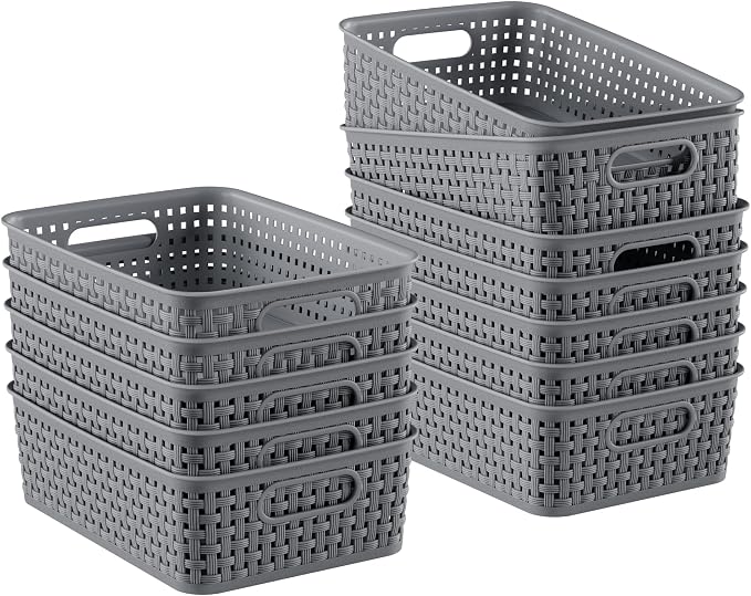 12 Pack Plastic Storage Baskets, Small Baskets by FUCDTEFC