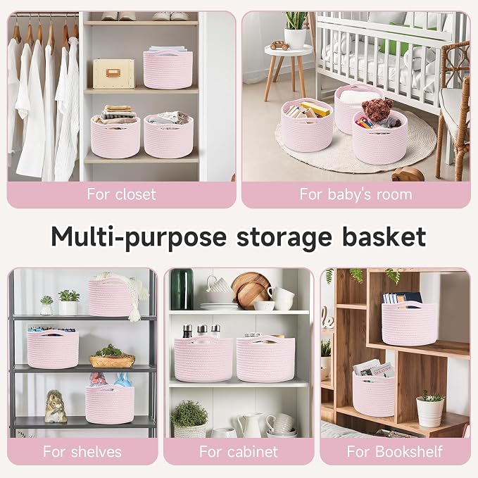 Small Rope Baskets for Storage, Baskets for Gifts Empty, Cute Round Woven Basket - Image 4