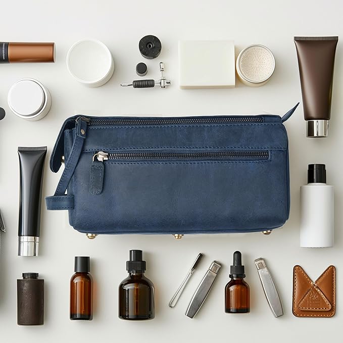 LEATHER VILLAGE Genuine Leather Travel Toiletry Bag - Image 6