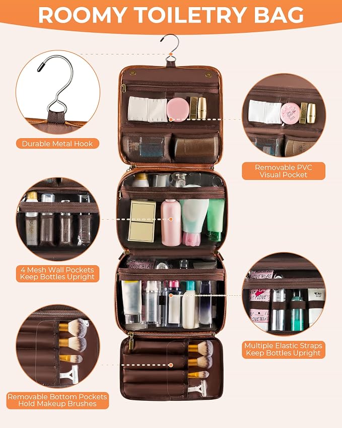 Elviros Hanging Travel Toiletry Bag Gift - Image 5