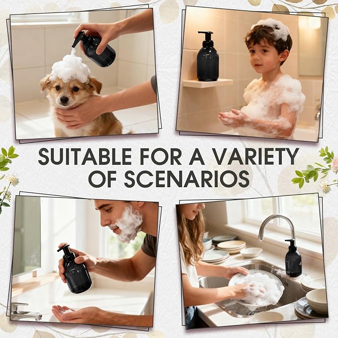 Uiifan 16 Pcs 17 oz Black Foaming Soap Dispenser Refillable Foam Pump Bottle - Image 5