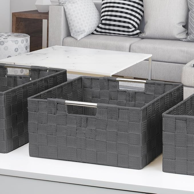 Sorbus Storage Box Woven Basket Bin Container Tote Cube Organizer Set Stackable - Image 5