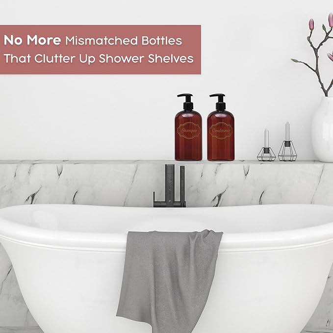 Bottiful Home-16 oz Shampoo and Conditioner Refillable Empty Plastic Pump - Image 5