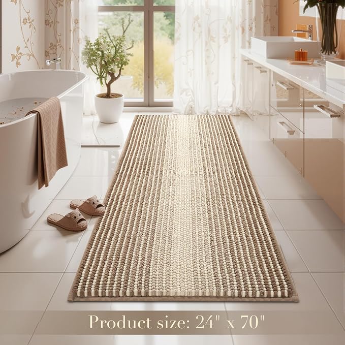 BSICPRO Large Bathroom Rug, Non Slip 24 x 70 Inches Water Absorbent Chenille - Image 6