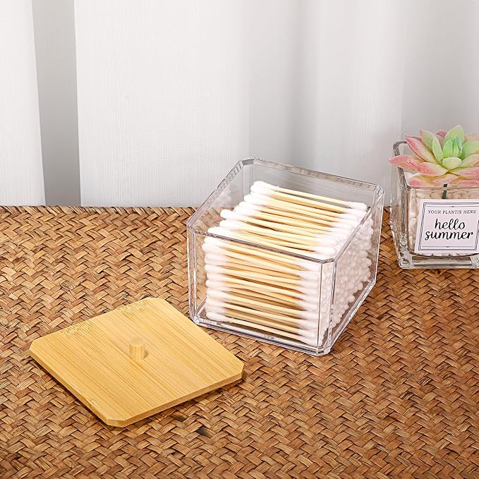 Hipiwe Acrylic Qtip Holder 2 Pack Cotton Swab and Ball Organizer - Image 5