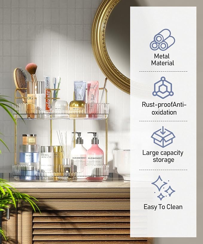 2-Tier Corner Bathroom Organizer Counter - Image 6