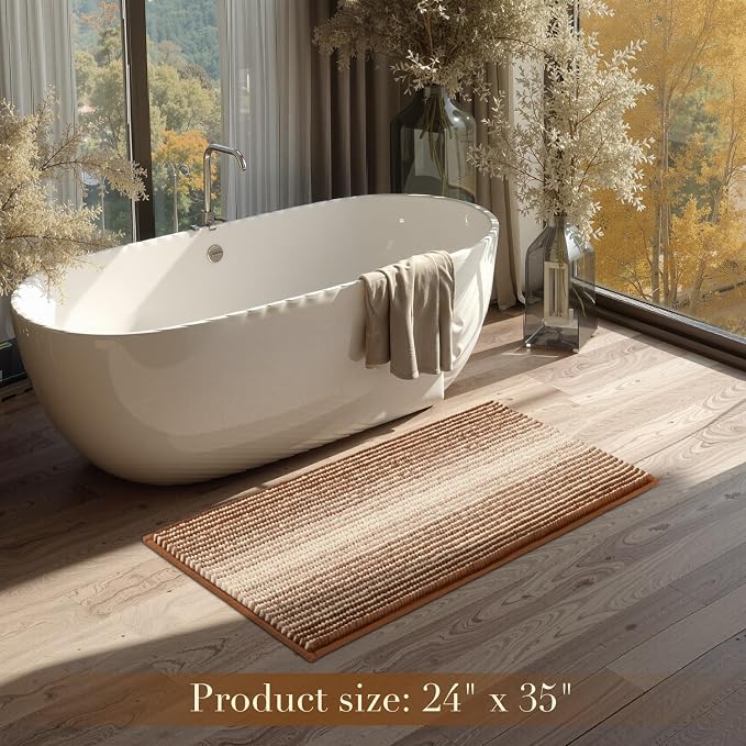 BSICPRO Bath Mat Rug for Bathroom Non Slip Water Absorbent Chenille Soft Shaggy - Image 6