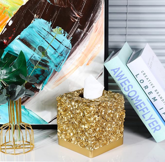 Hymmah Modern Square Tissue Box Cover Holder, Bathroom Accessories Decor Unique - Image 7