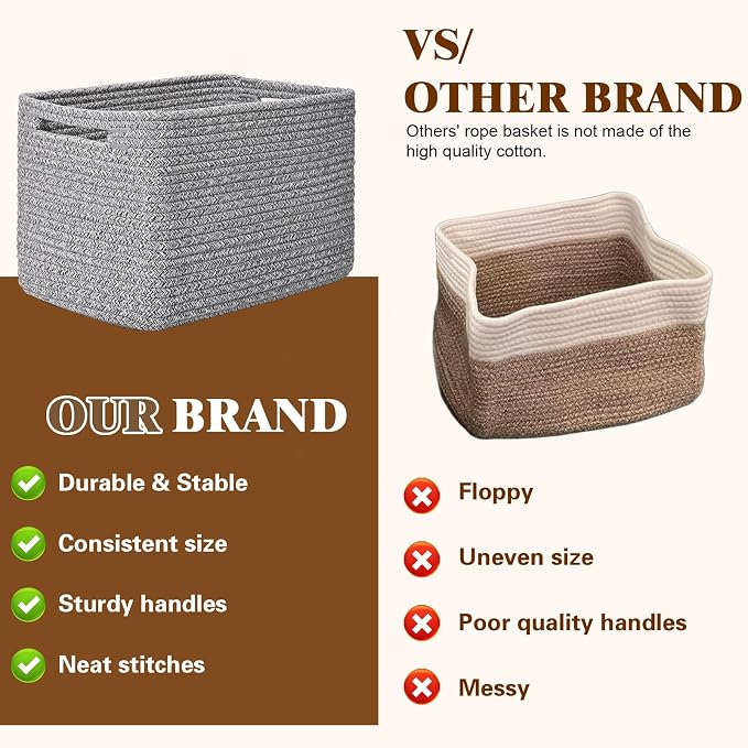 Storage Baskets for Organizing, 4 Pack Baskets for Shelves, Decorative Storage - Image 4